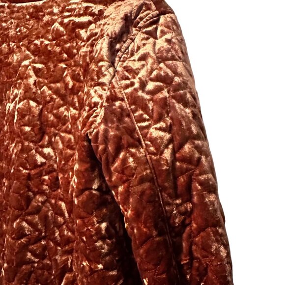 BERNARDO Women's Quilted Velvet Bomber Style Jacket Rust / Orange Size Small - Picture 6 of 9
